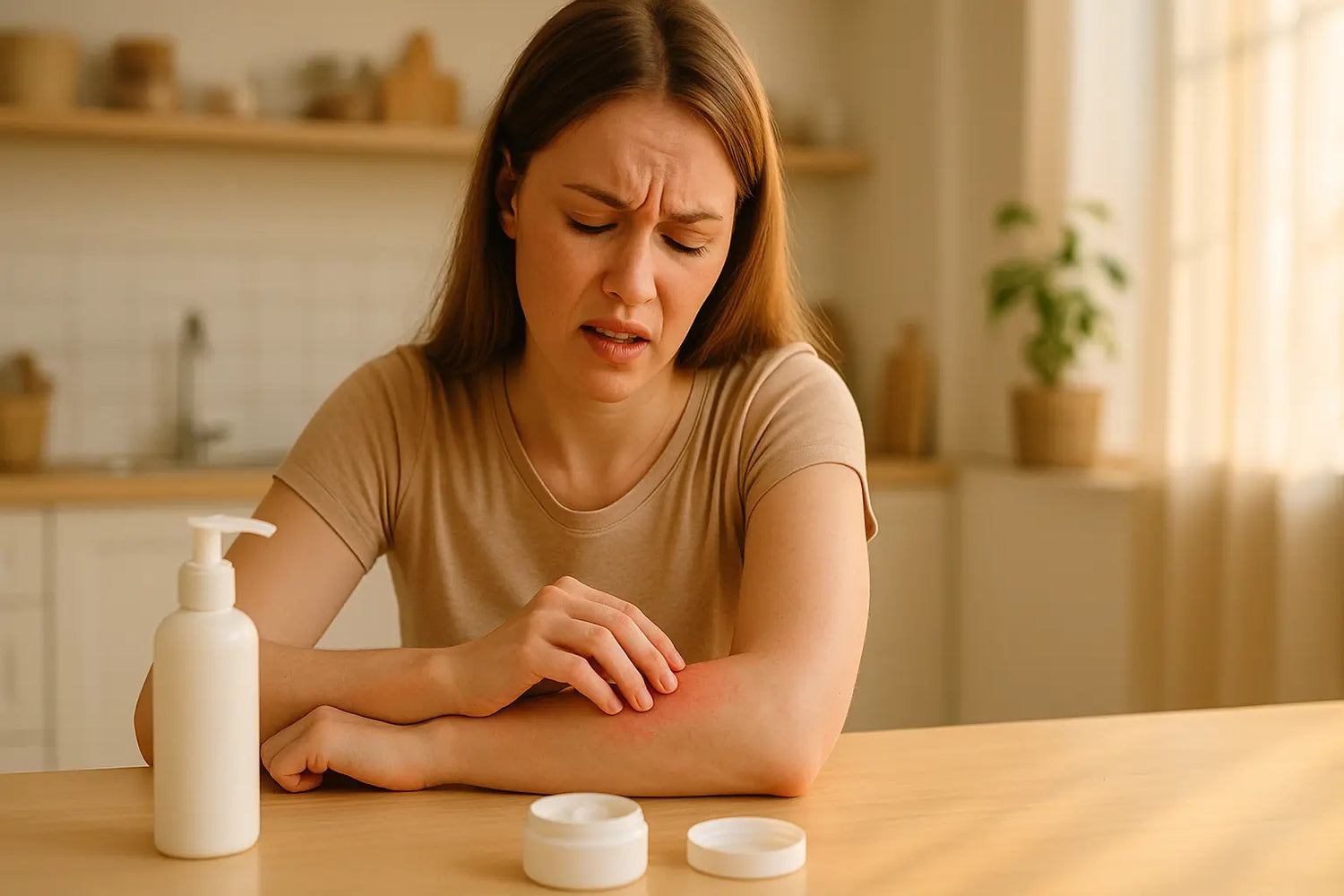 Woman with sensitive skin